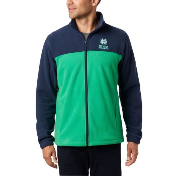 Pánské Bundy Columbia Collegiate Flanker III Fleece - Notre Dame Tmavě Blankyt Zelene MBEUQK375